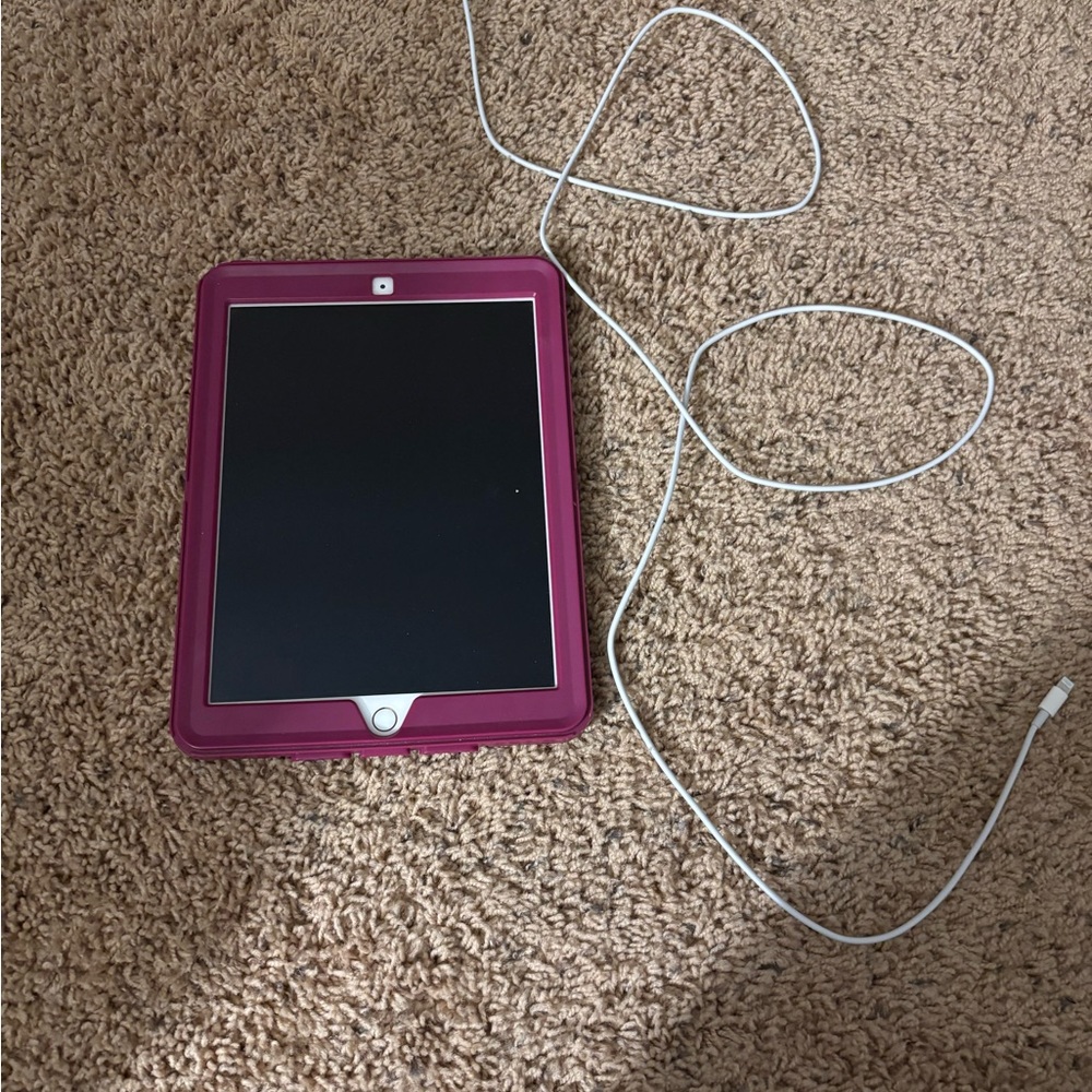 Apple White and Purple Tablet with Accessories